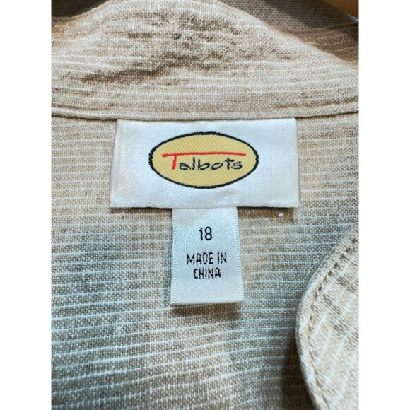 Talbots Womens Linen Blend Blazer Jacket Sze18 Beige Casual Button Front Pockets - Picture 2 of 11